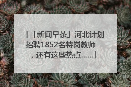「新闻早茶」河北计划招聘1852名特岗教师，还有这些热点……