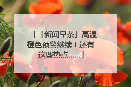 「新闻早茶」高温橙色预警继续！还有这些热点……