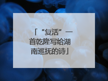 “复活”一首乾隆写给湖南巡抚的诗