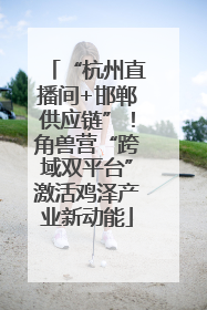 “杭州直播间+邯郸供应链”！角兽营“跨域双平台”激活鸡泽产业新动能