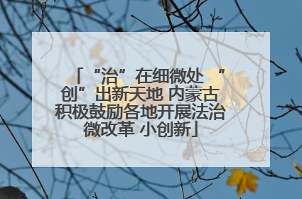 “治”在细微处 “创”出新天地 内蒙古积极鼓励各地开展法治微改革 小创新