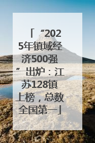 “2025年镇域经济500强”出炉：江苏128镇上榜，总数全国第一