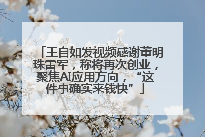王自如发视频感谢董明珠雷军，称将再次创业，聚焦AI应用方向，“这件事确实来钱快”