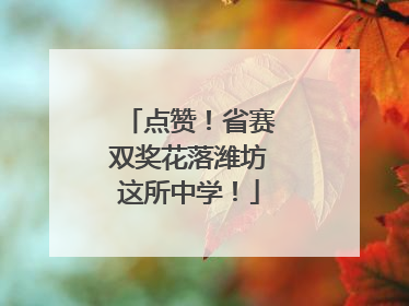 点赞！省赛双奖花落潍坊这所中学！