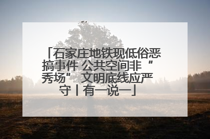 石家庄地铁现低俗恶搞事件 公共空间非“秀场” 文明底线应严守丨有一说一
