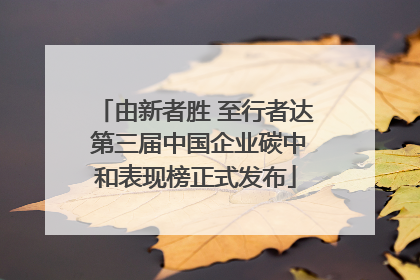 由新者胜 至行者达 第三届中国企业碳中和表现榜正式发布