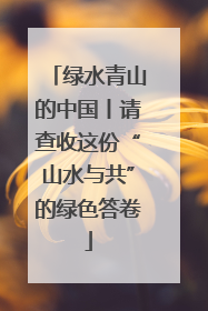 绿水青山的中国丨请查收这份“山水与共”的绿色答卷