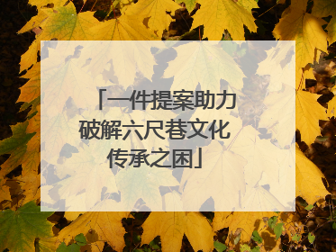 一件提案助力破解六尺巷文化传承之困