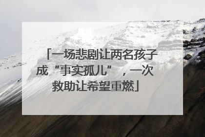 一场悲剧让两名孩子成“事实孤儿”，一次救助让希望重燃
