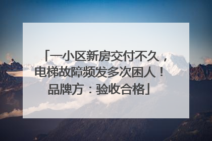 一小区新房交付不久，电梯故障频发多次困人！品牌方：验收合格