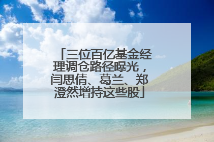 三位百亿基金经理调仓路径曝光，闫思倩、葛兰、郑澄然增持这些股