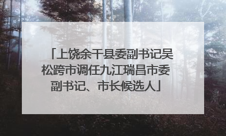 上饶余干县委副书记吴松跨市调任九江瑞昌市委副书记、市长候选人