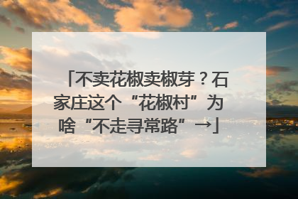 不卖花椒卖椒芽？石家庄这个“花椒村”为啥“不走寻常路”→