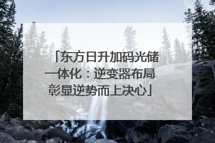 东方日升加码光储一体化：逆变器布局彰显逆势而上决心