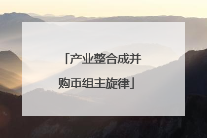产业整合成并购重组主旋律