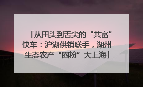从田头到舌尖的“共富”快车：沪湖供销联手，湖州生态农产“圈粉”大上海