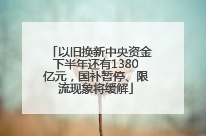 以旧换新中央资金下半年还有1380亿元，国补暂停、限流现象将缓解