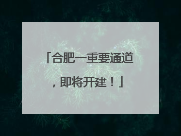 合肥一重要通道，即将开建！