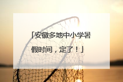 安徽多地中小学暑假时间，定了！