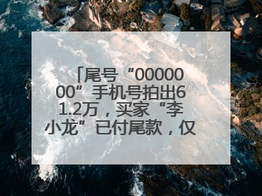 尾号“0000000”手机号拍出61.2万，买家“李小龙”已付尾款，仅享有使用权