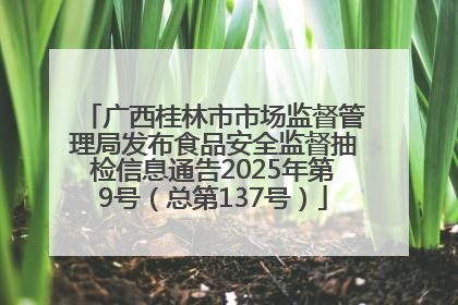 广西桂林市市场监督管理局发布食品安全监督抽检信息通告2025年第9号（总第137号）