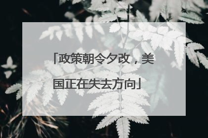 政策朝令夕改，美国正在失去方向