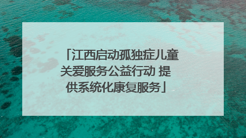 江西启动孤独症儿童关爱服务公益行动 提供系统化康复服务