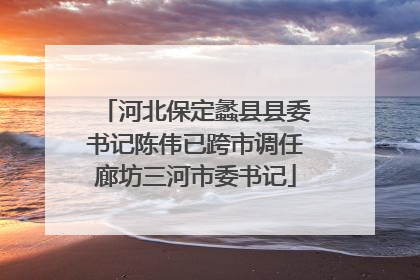河北保定蠡县县委书记陈伟已跨市调任廊坊三河市委书记