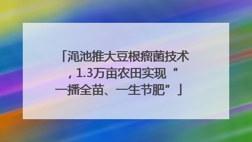 渑池推大豆根瘤菌技术，1.3万亩农田实现“一播全苗、一生节肥”