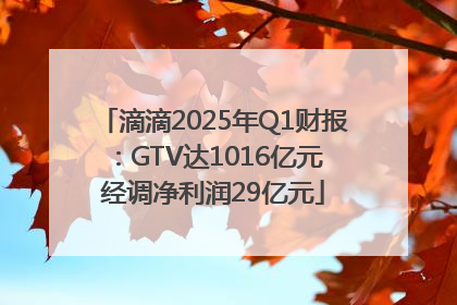 滴滴2025年Q1财报：GTV达1016亿元 经调净利润29亿元