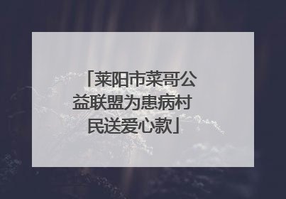 莱阳市菜哥公益联盟为患病村民送爱心款