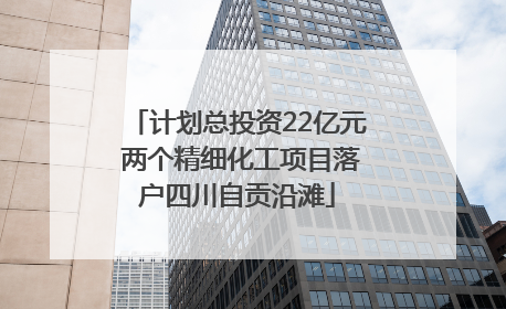计划总投资22亿元 两个精细化工项目落户四川自贡沿滩
