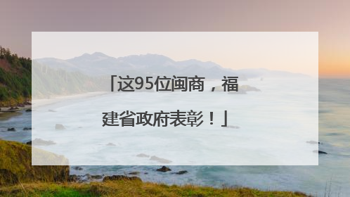 这95位闽商，福建省政府表彰！