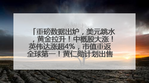 重磅数据出炉，美元跳水，黄金拉升！中概股大涨！英伟达涨超4%，市值重返全球第一！黄仁勋计划出售至多600万股股票