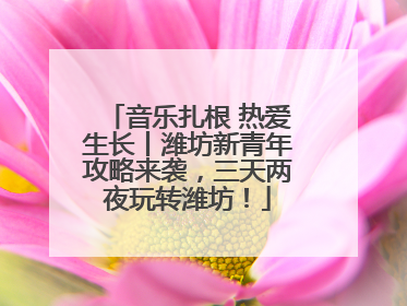 音乐扎根 热爱生长丨潍坊新青年攻略来袭，三天两夜玩转潍坊！