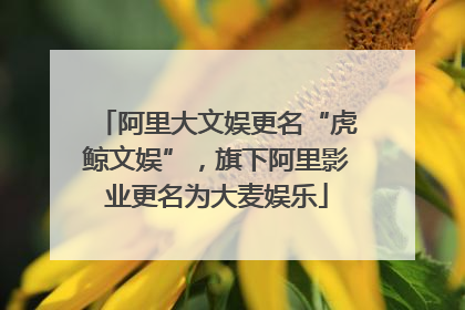 阿里大文娱更名“虎鲸文娱”，旗下阿里影业更名为大麦娱乐