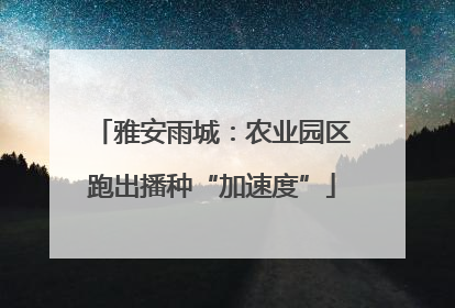 雅安雨城：农业园区跑出播种“加速度”
