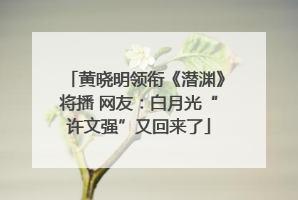 黄晓明领衔《潜渊》将播 网友：白月光“许文强”又回来了