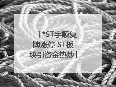 *ST宇顺复牌涨停 ST板块引资金热炒