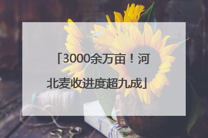 3000余万亩！河北麦收进度超九成